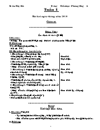 Giáo án giảng dạy các môn học lớp 1 - Tuần 1 