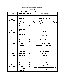 Kế hoạch bài học khối 1 tuần 4 năm 2013